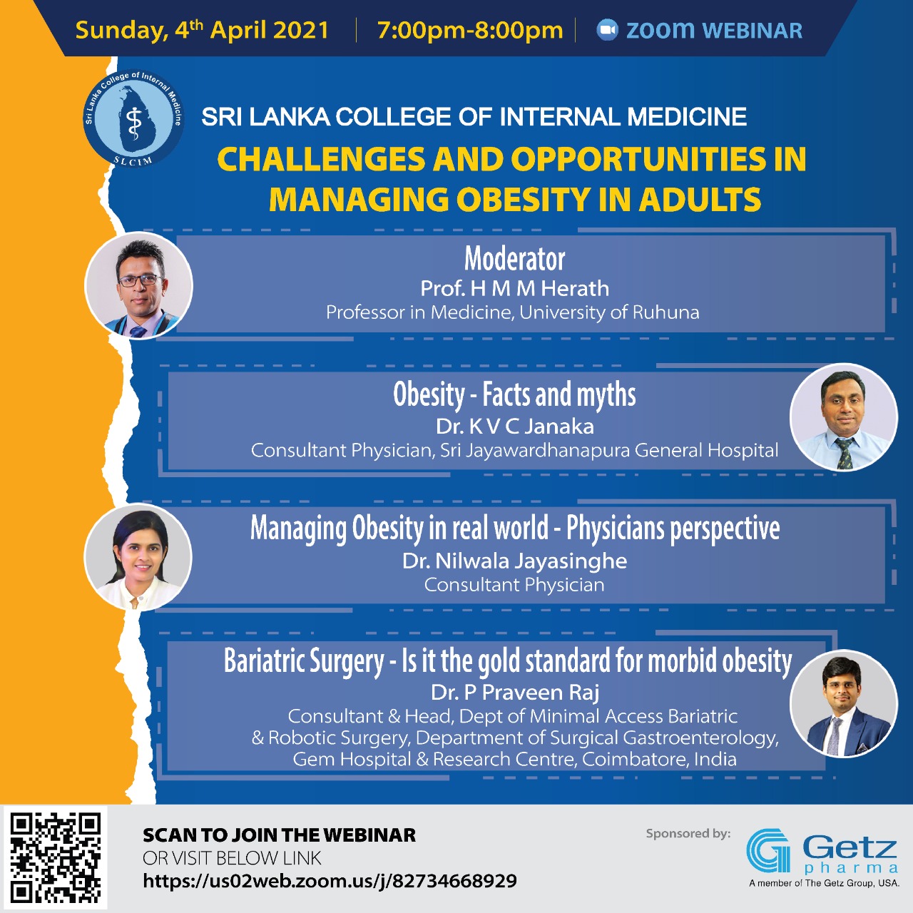 Challenges and Opportunities in Managing Obesity in Adults : Zoom webinar on 4th April 2021, at 7 PM