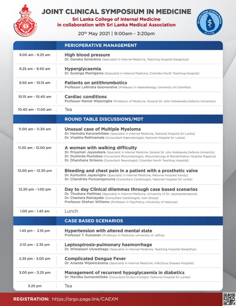 Clinical Symposium In Medicine : SLCIM in collaboration with SLMA, on 20th May, 2021