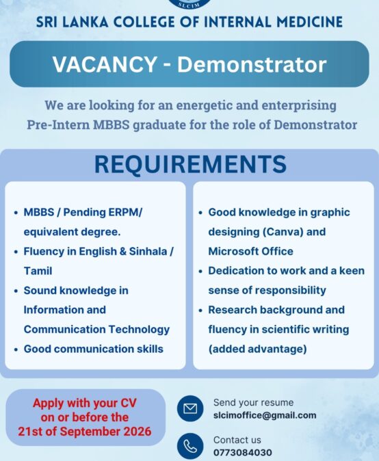 Vacancy Announcement – Demonstrator